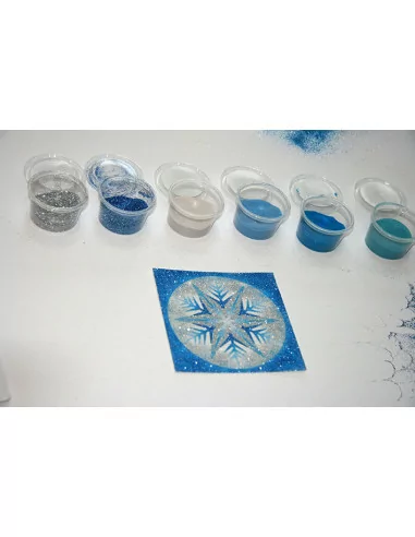 Mandala Set - Sandblasting stars, blue-silver 10 x 10 cm